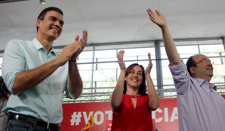 Pedro Sánchez durante el acto en Cataluña. 