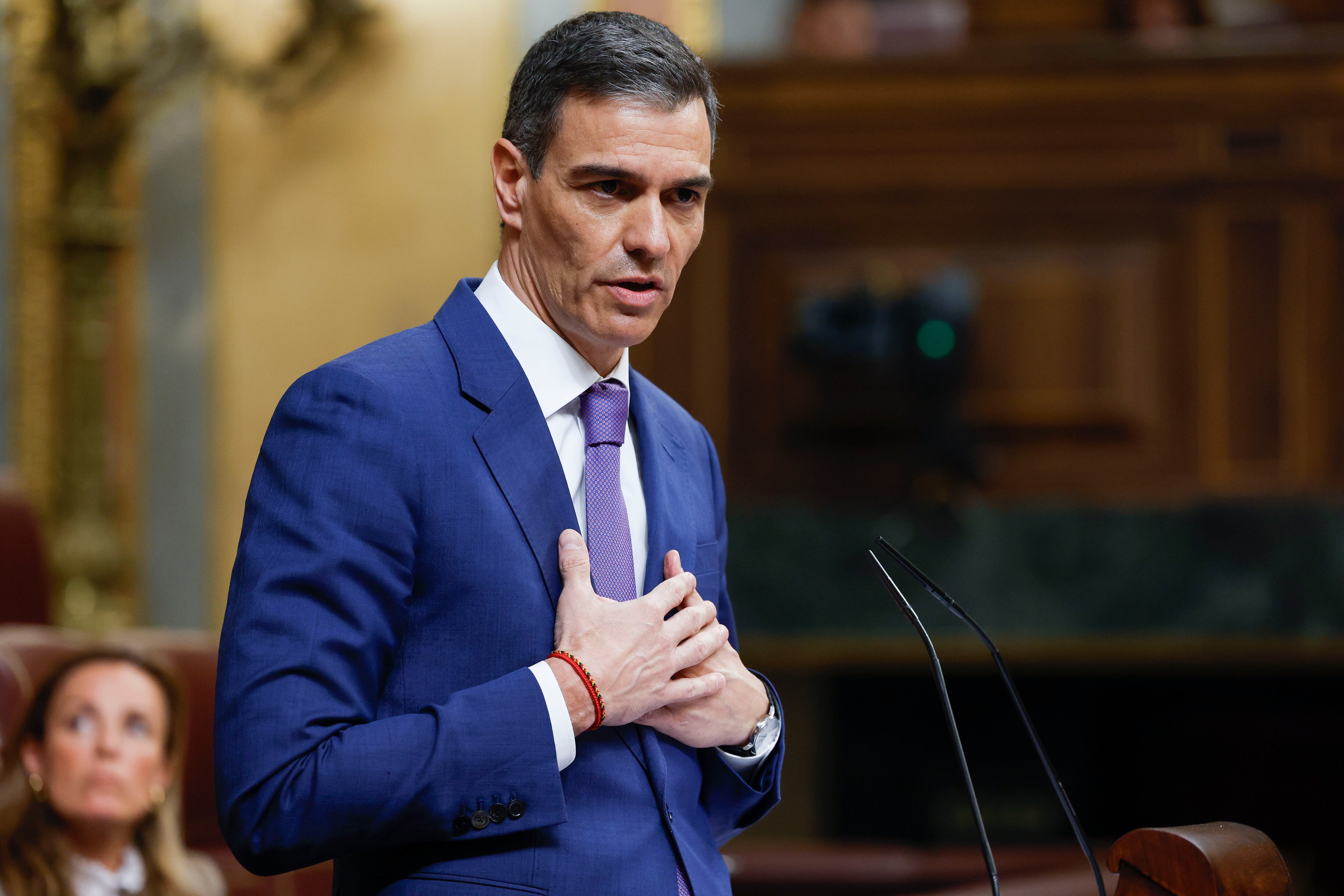 El presidente del Gobierno, Pedro Sánchez, durante su intervención en el pleno celebrado este miércoles en el Congreso.