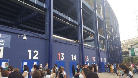 Entrada al estadio del Levante UD antes de comenzar la prueba.