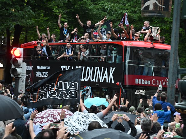 Celebración del título logrado la temporada pasada en las calles de Bilbao