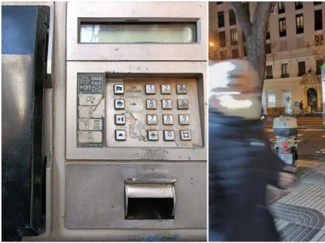 Cabina telefónica situada en la calle Alcalá, 104, de Madrid