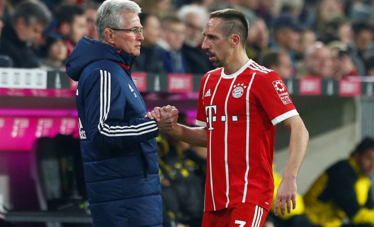 Jupp Heynckes, junto a Franck Ribery.