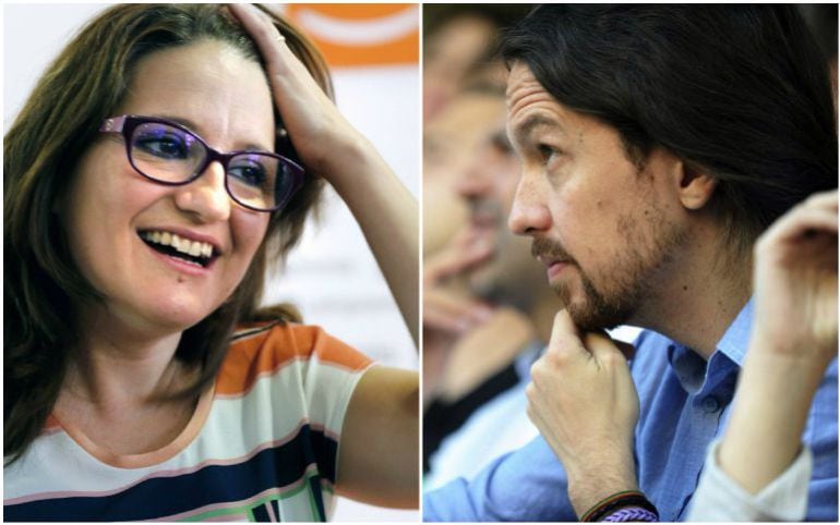 La líder de Compromís, Mónica Oltra y el secretario general de Podemos, Pablo Iglesias