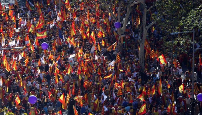 Manifestación convocada por SCC en Barcelona por la convivencia y contra el independentismo