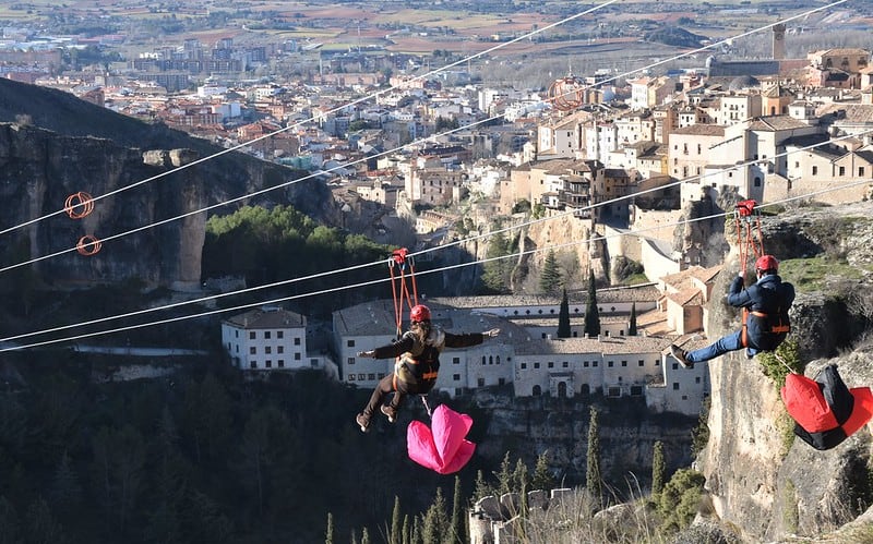 Inauguración de la tirolina gigante de las hoces de Cuenca.