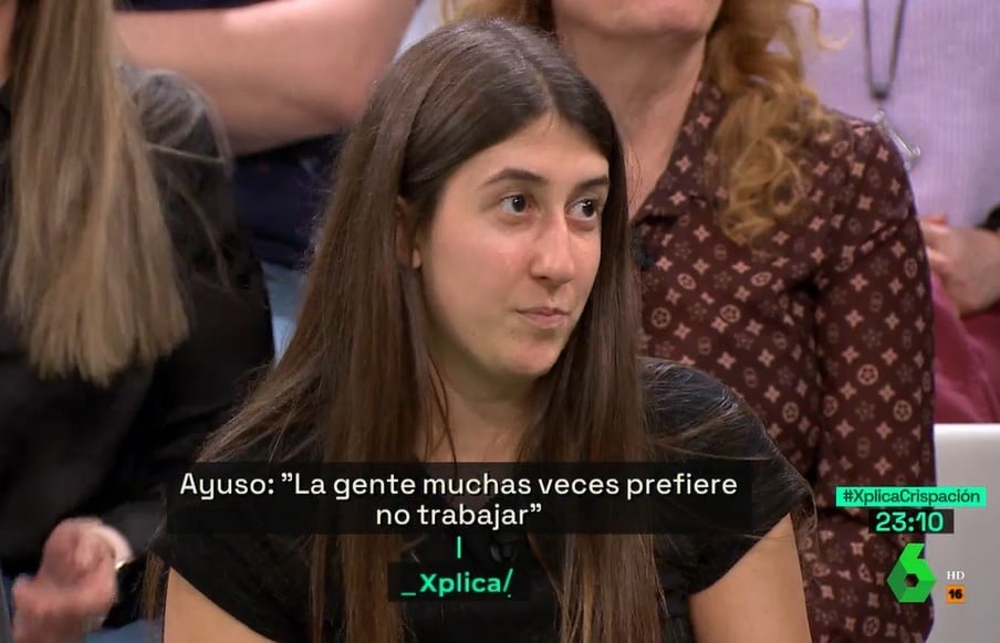 Una joven de 26 años responde a Ayuso tras decir que &quot;hay gente que no quiere trabajar&quot;