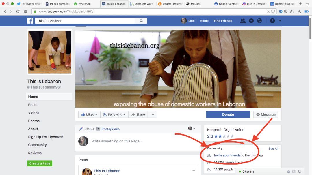 Imagen de la campaña en Facebook para denunciar abusos a trabajadoras del hogar