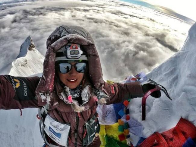 L'alpinista andorrana coronant el Manaslu
