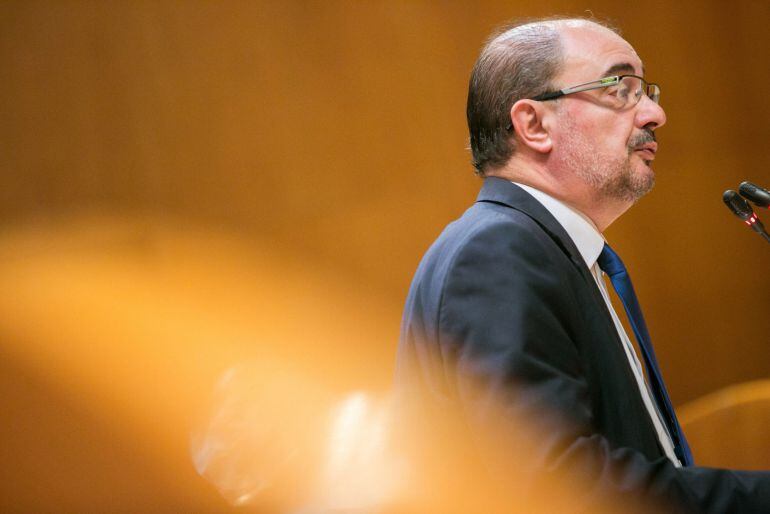 El presidente del Gobierno de Aragón, Javier Lambán, durante la segunda sesión del debate sobre el estado de la comunidad