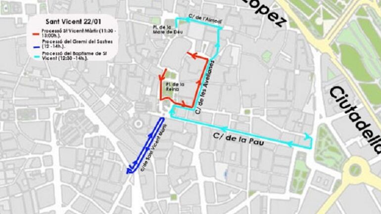 Recorrido de los actos de San Vicente