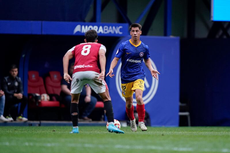 Dani Villahermosa, durant l'últim duel contra el Nàstic