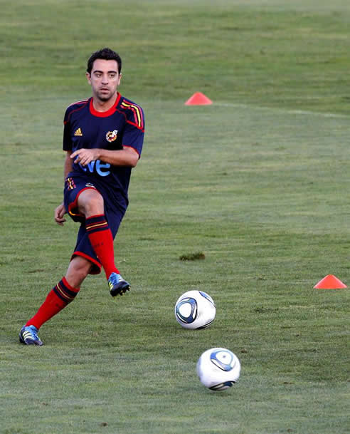 Xavi Hernández durante el entrenamiento