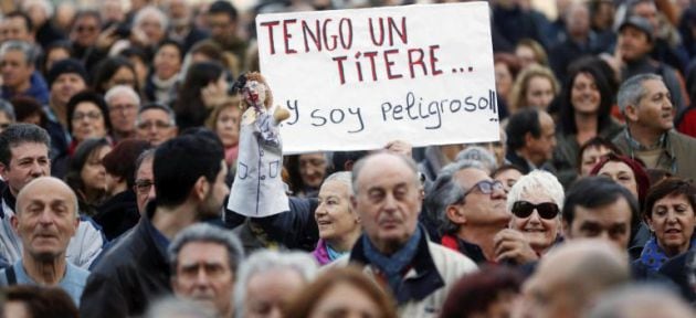 Manifestación a favor de los titiriteros de Tetuán