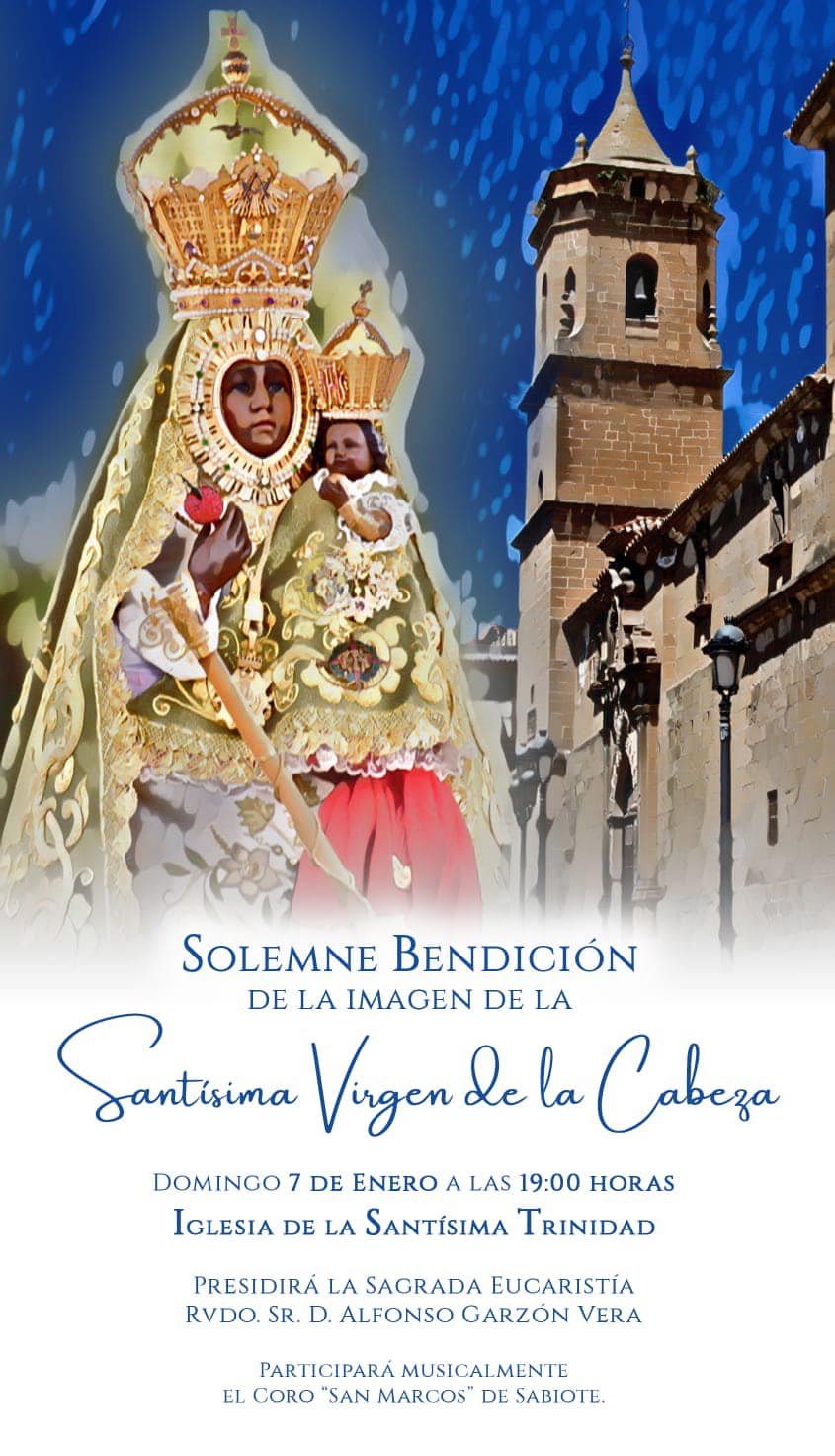 Cartel de la bendición de una imagen de la Virgen de la Cabeza en Úbeda