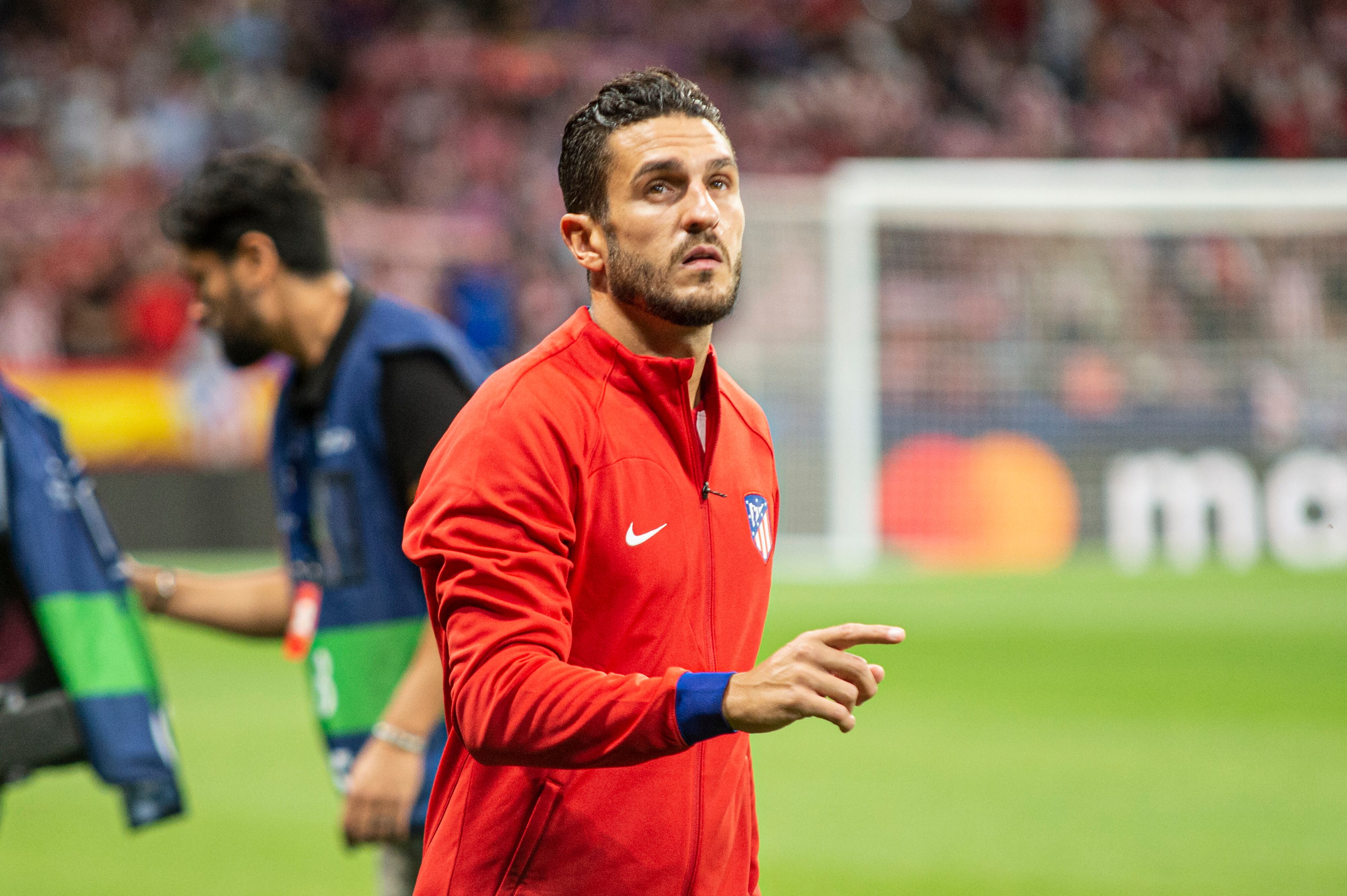 Koke Resurrección, antes de disputar el encuentro del Atlético de Madrid ante el Bayer Leverkusen.