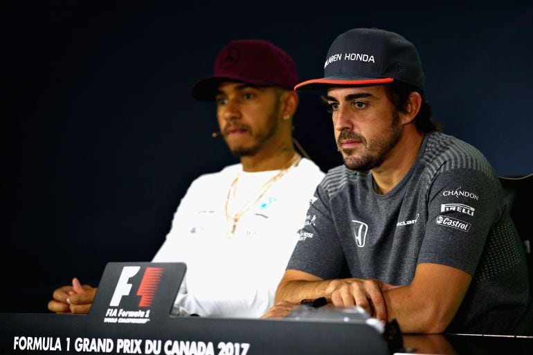 Hamilton y Alonso,en la sala de prensa