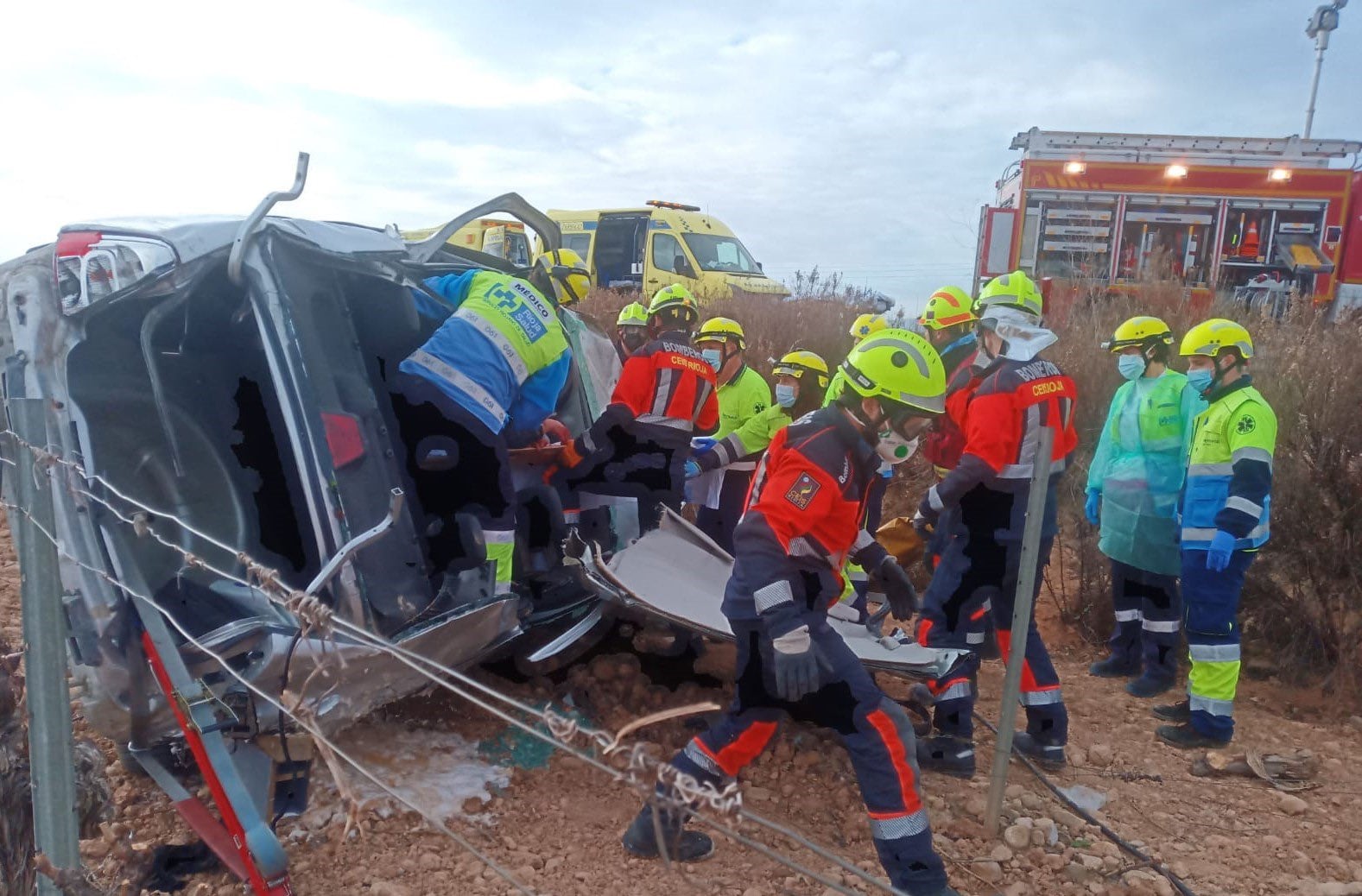 Accidente en la carretera N-232 a la altura de Aldeanueva de Ebro (La Rioja) con el resultado de una persona herida grave.