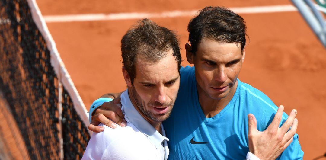 Gasquet y Nadal, durante su enfrentamiento en París en 2018