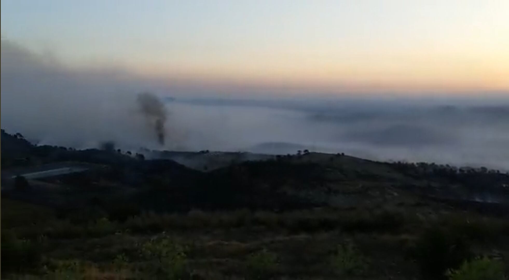 Vista del incendio de Jódar.