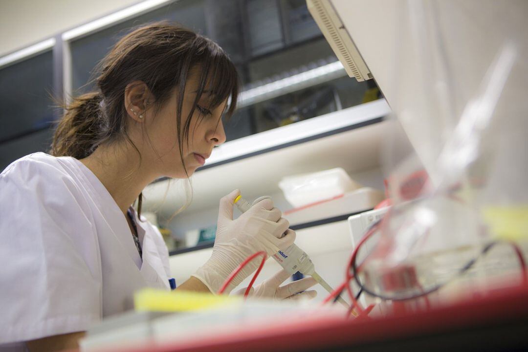 Investigadora en uno de los laboratorios de la UPNA 
 