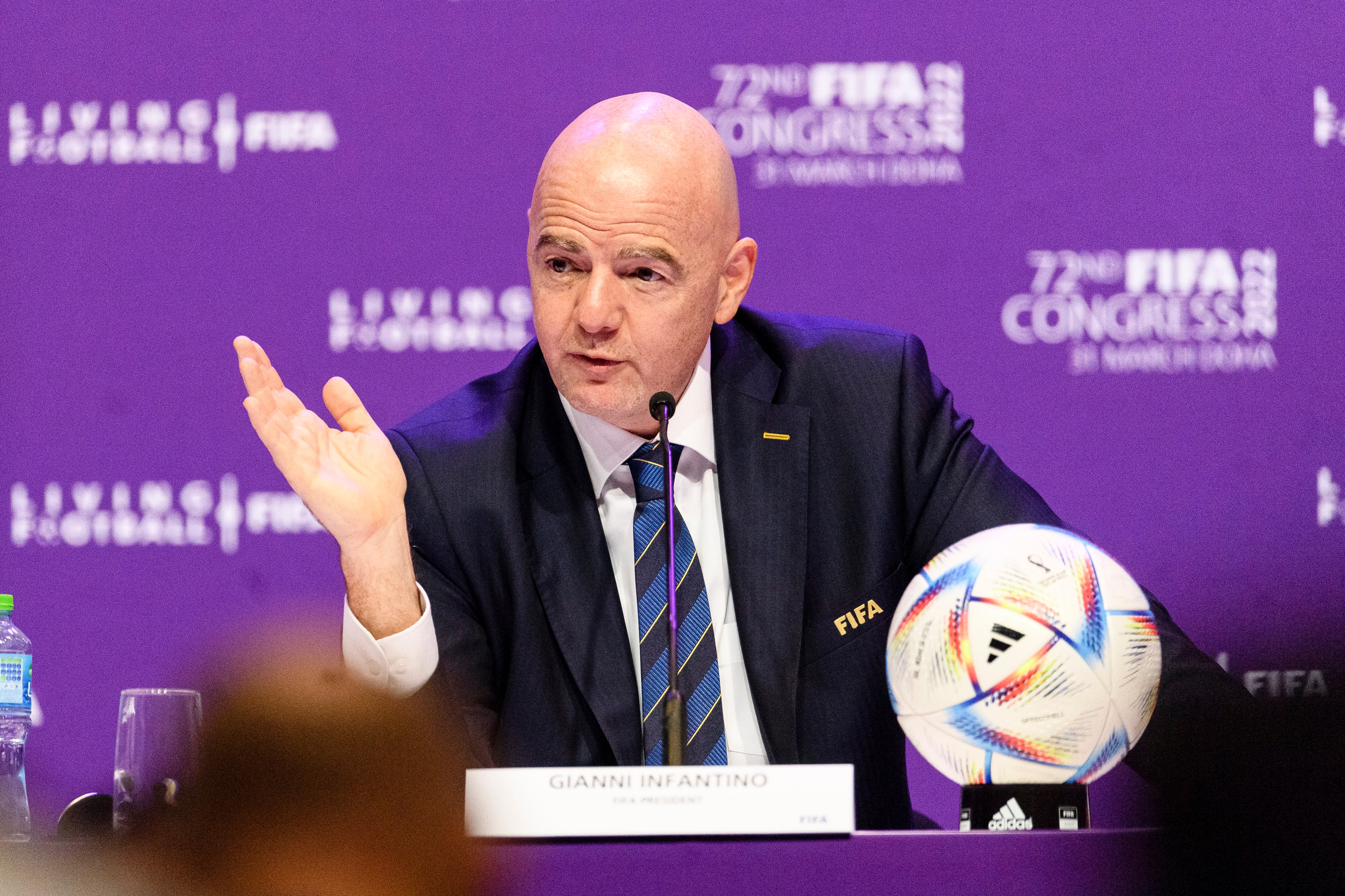 Infantino, en la rueda de prensa posterior al Congreso de la FIFA