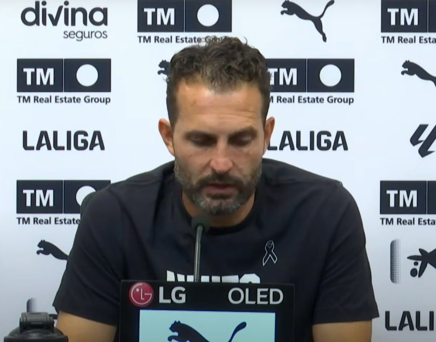 Rubén Baraja en su primera rueda de prensa tras la DANA (captura Valencia CF)