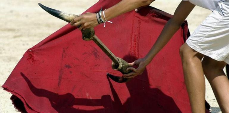 Un alumno practica en la Escuela de Tauromaquia de Madrid Marcial Lalanda.