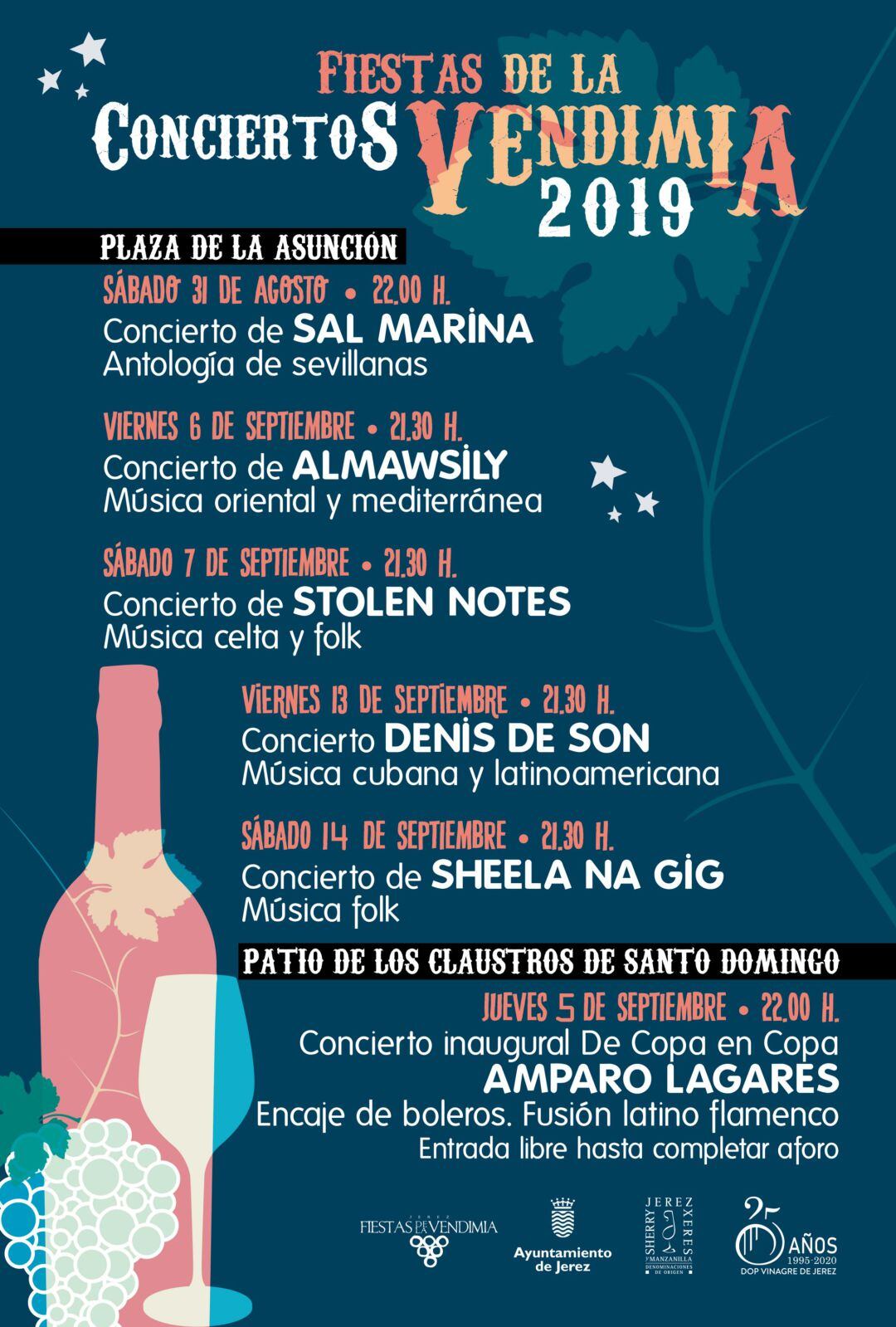 Cartel de conciertos de las Fiestas de las Vendimia 2019.