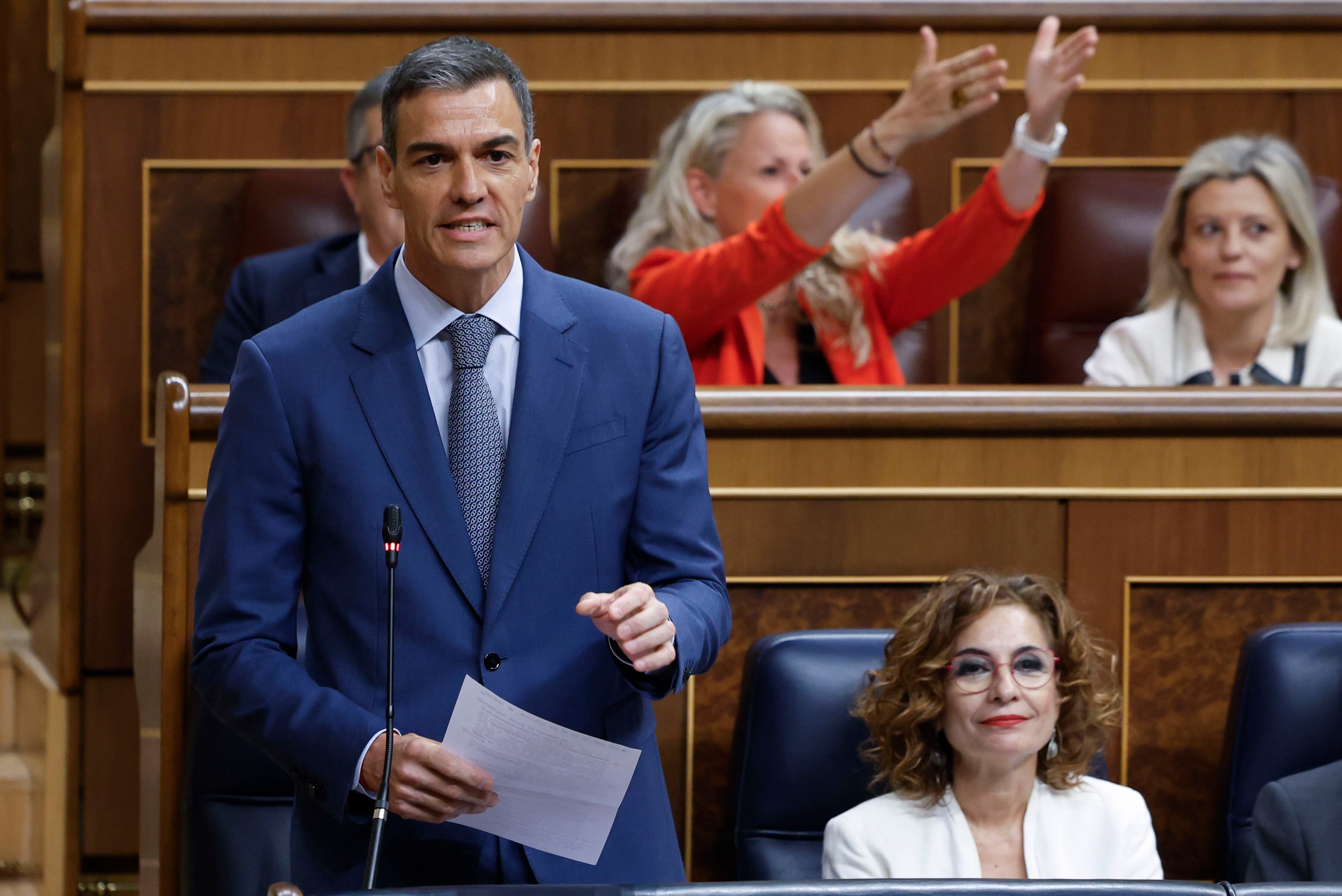 El presidente del Gobierno, Pedro Sánchez, interviene en la sesión de control al Ejecutivo que se celebra este miércoles en el Congreso.