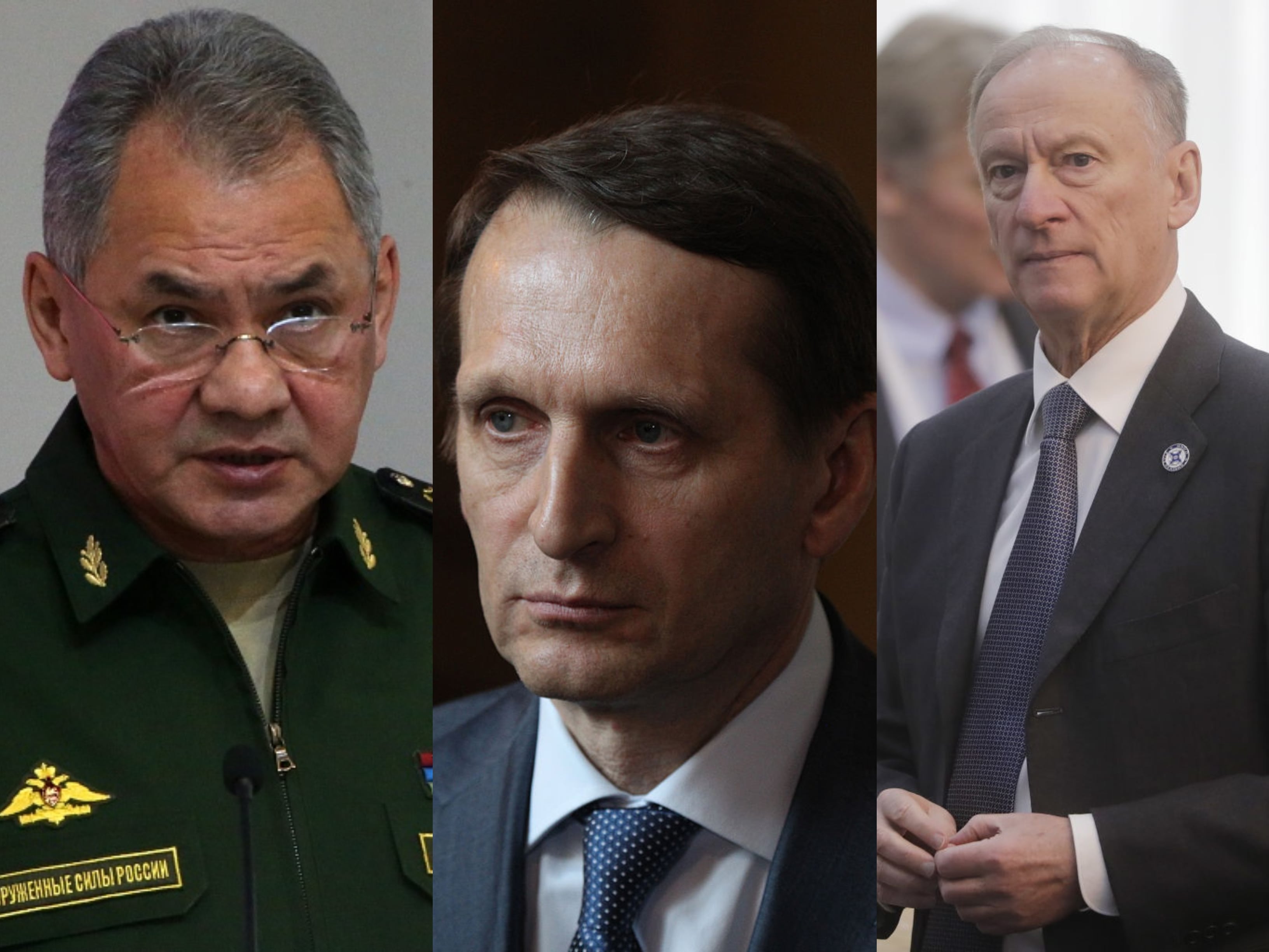 Sergei Shoigu, Sergei Naryshkin y Nikolai Patrushev, el núcleo duro de Putin