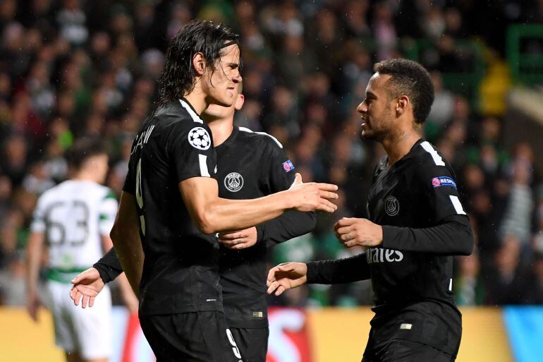 Cavani y Neymar, durante un partido del PSG