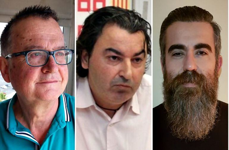 Pascual Pérez (Junts Endavant), Carlos Torres (Alicante Sí Podemos) y Alejandro Martínez (Ahora Alicante)