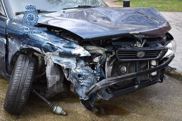 Así quedó el vehículo del ladrón