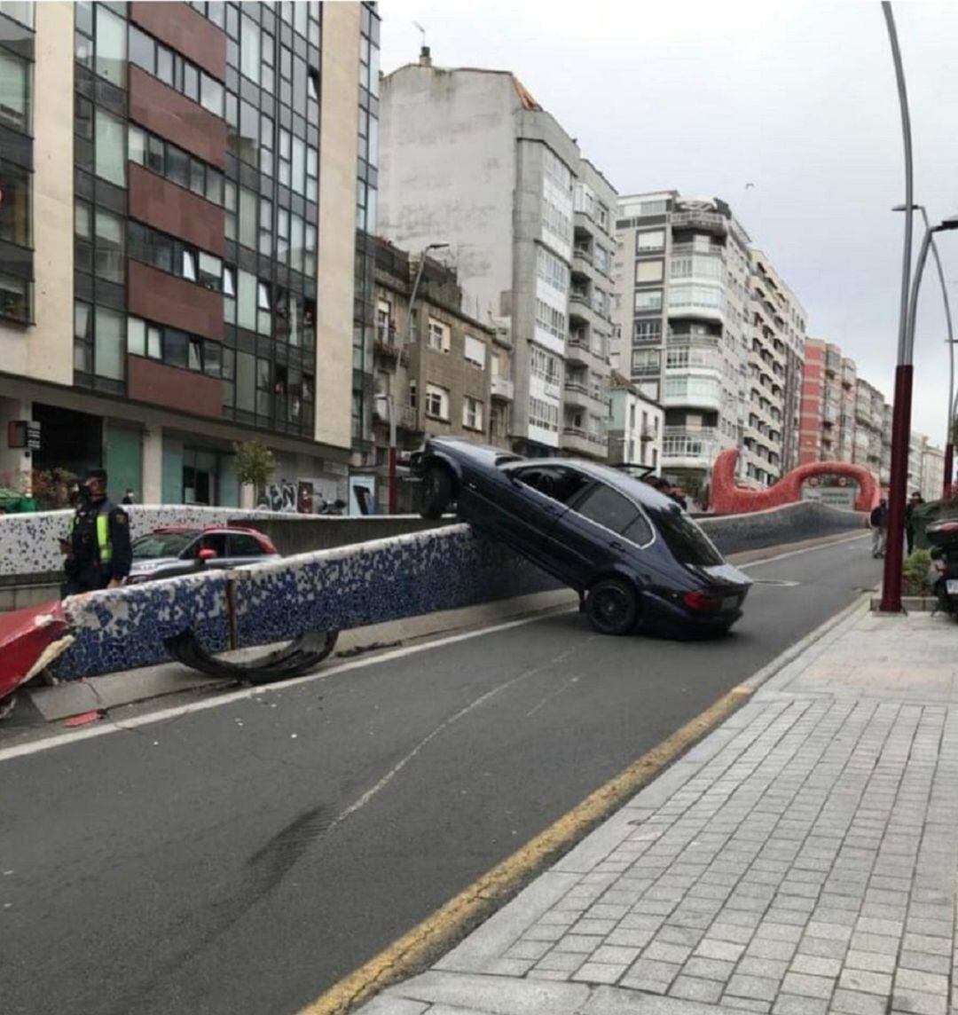 El coche accidentado en Gregorio Espino