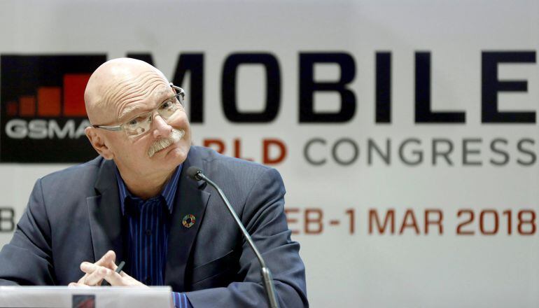 El CEO de GSMA, John Hoffman, en la presentació del Mobile World Congress (MWC) 2018, que començarà el 26 de febrer