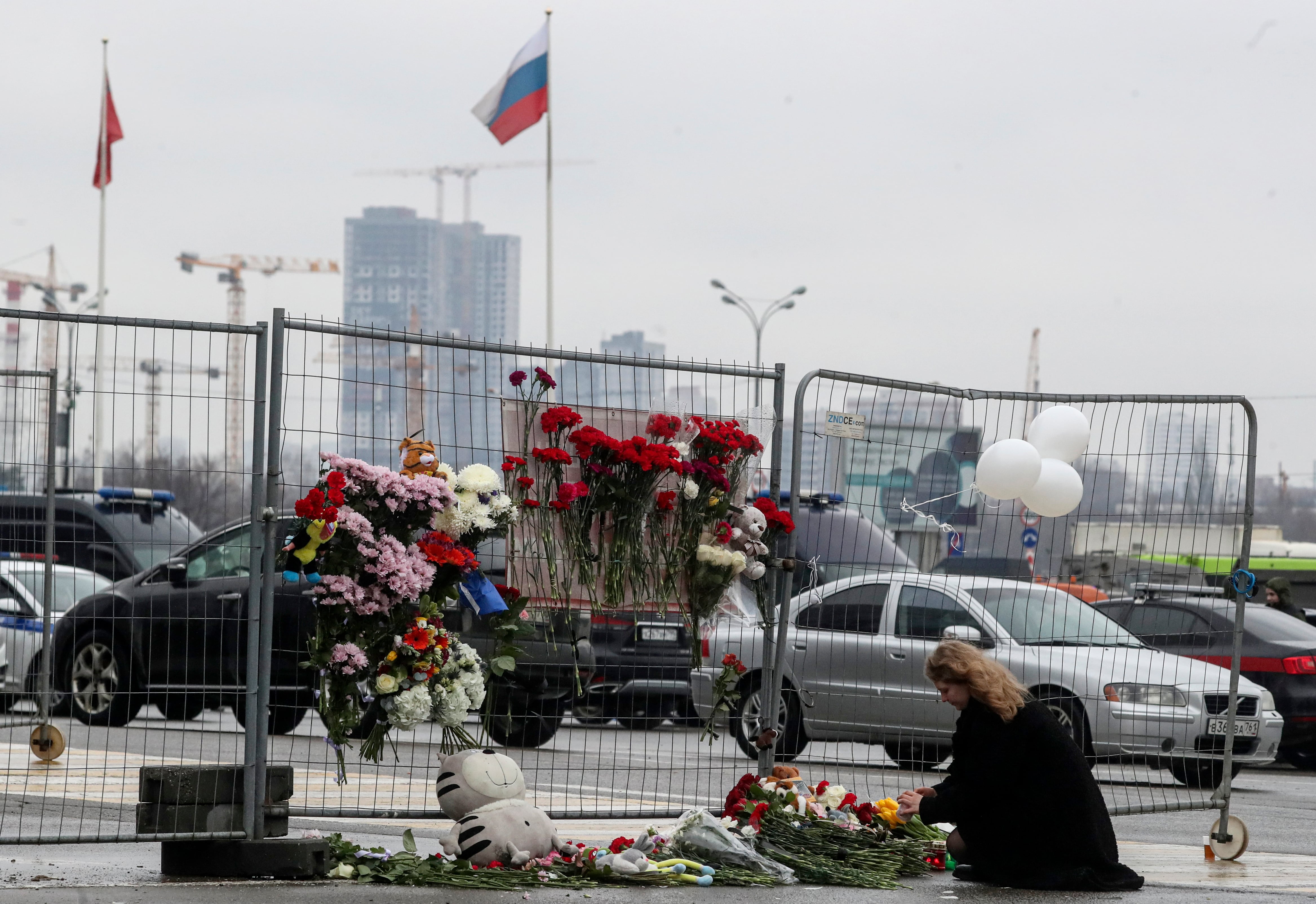 Homenaje en Moscú a las víctimas del ataque terrorista en el Crocus City Hall.