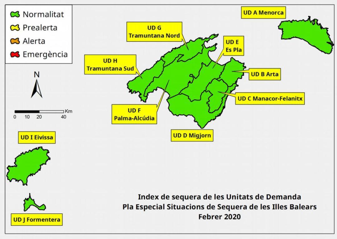 Mapa de las reservas hídricas en Baleares