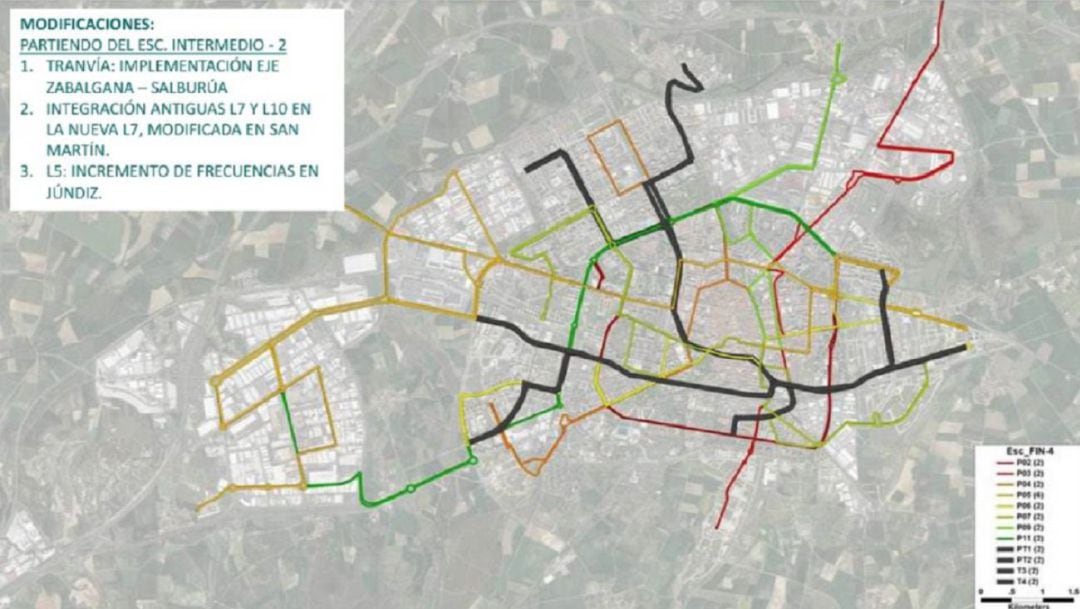 Las líneas del tranvía en Vitoria marcadas en negro en el nuevo Plan de Movilidad Sostenible