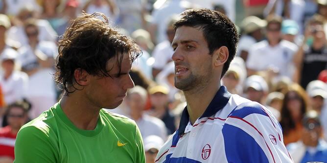 Rafa Nadal felicita a Djokovic tras la final del Masters 1000 de Miami