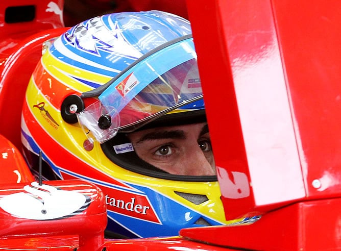 Fernando Alonso, en su Ferrari