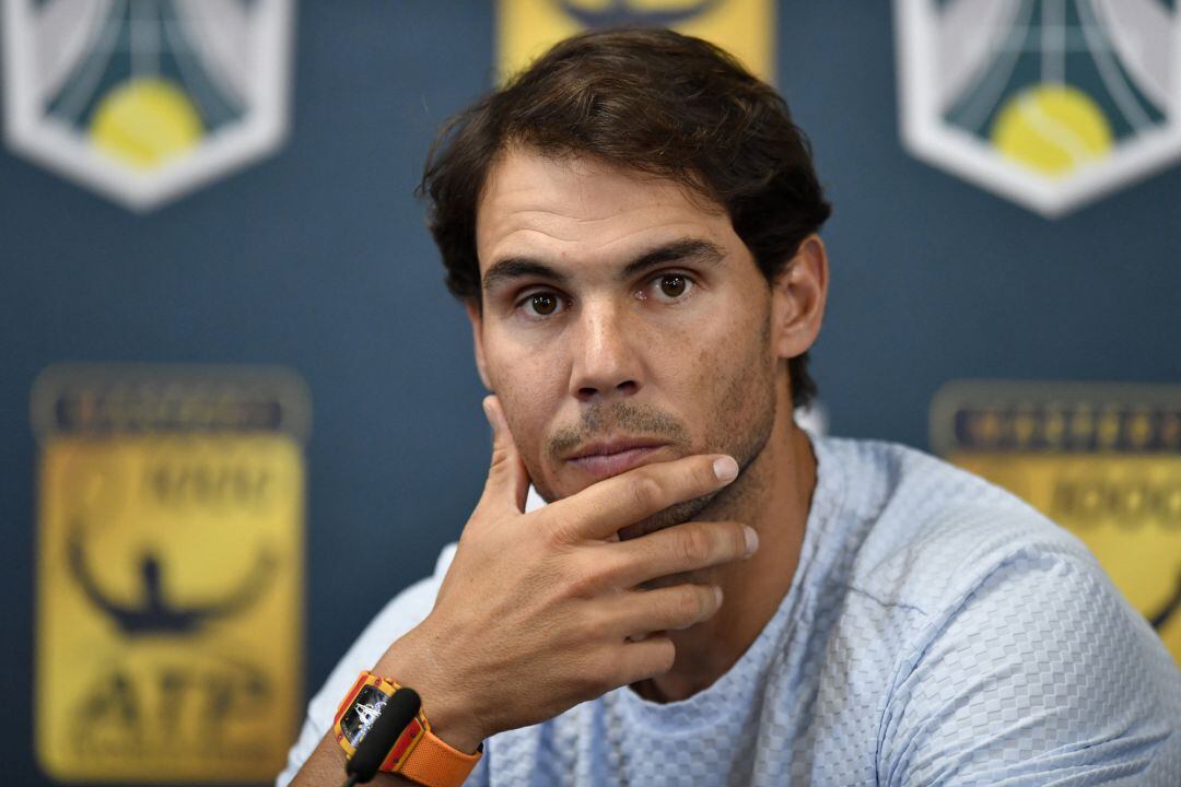 Rafa Nadal durante la rueda de prensa. 