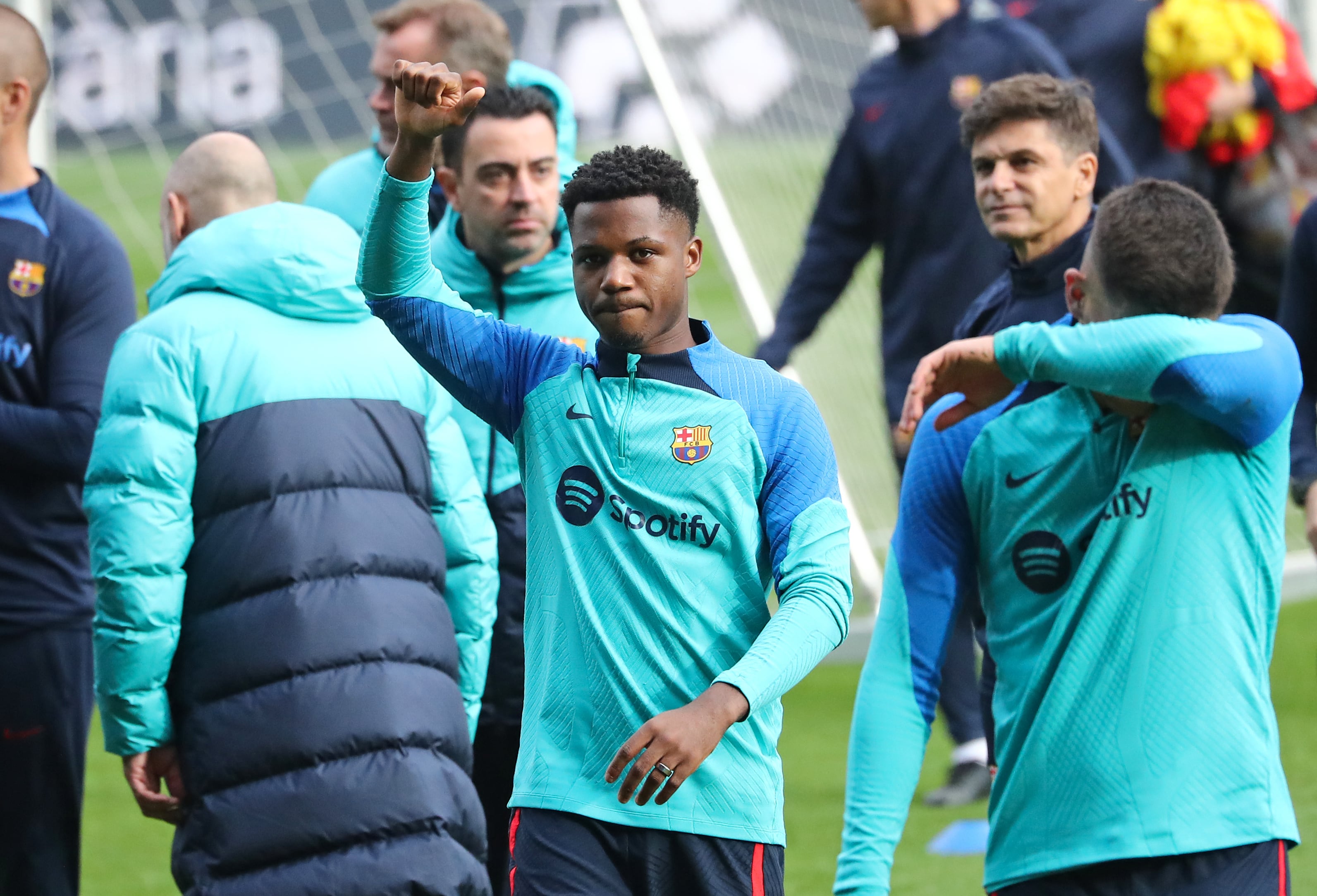 Ansu Fati, durante un entrenamiento con el Barcelona