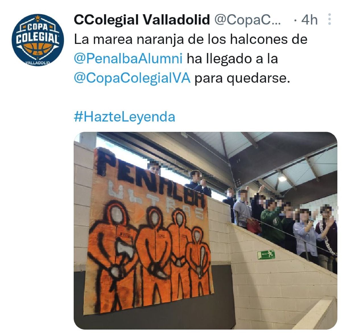 Pancarta &quot;Ultras Peñalba&quot; en la Copa Colegial de Valladolid