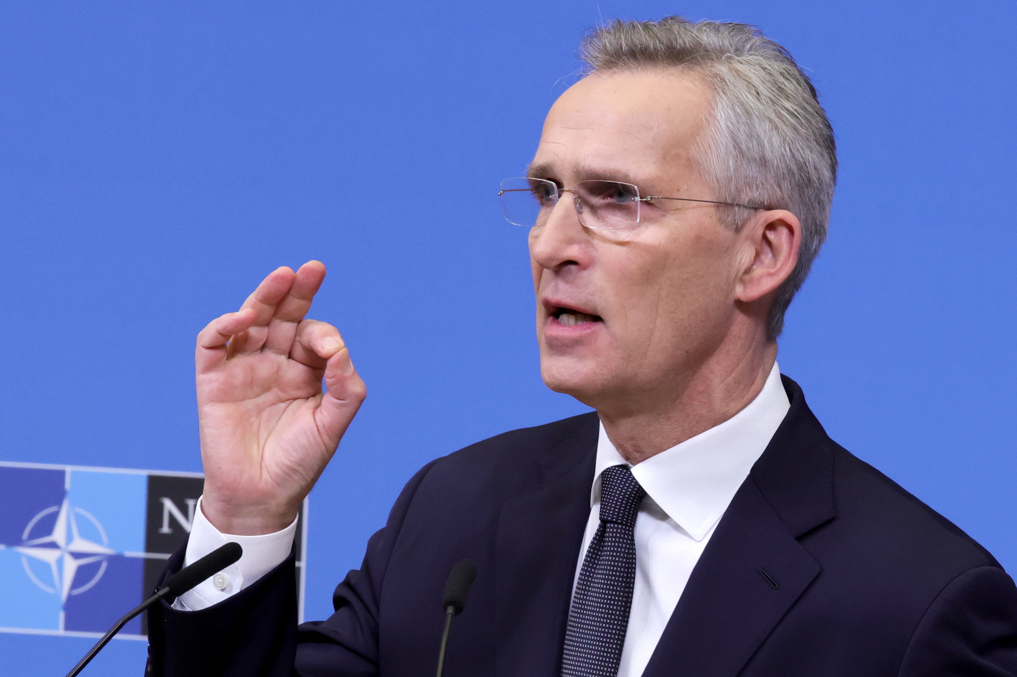 El secretario general de la OTAN, Jens Stoltenberg, antes de la reunión de ministros de Defensa aliados