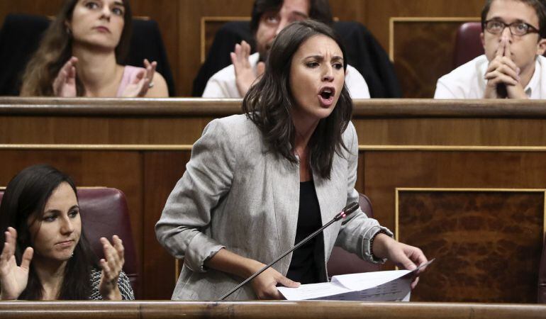 La portavoz parlamentaria de Unidos Podemos, Irene Montero.