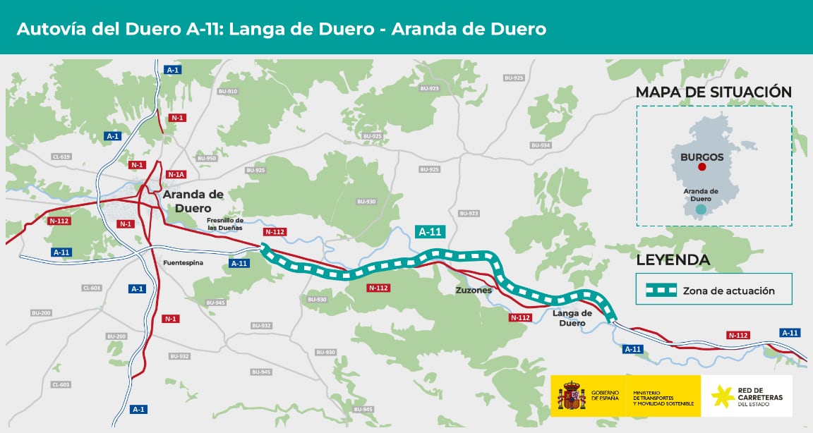 Tramo de la A-11 proyectado entre Langa de Duero y Aranda