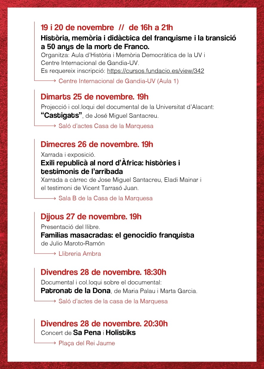 Programación de las jornadas. 