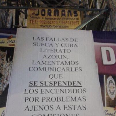 Las Fallas de Sueca y Cuba Literato Azorín protestan