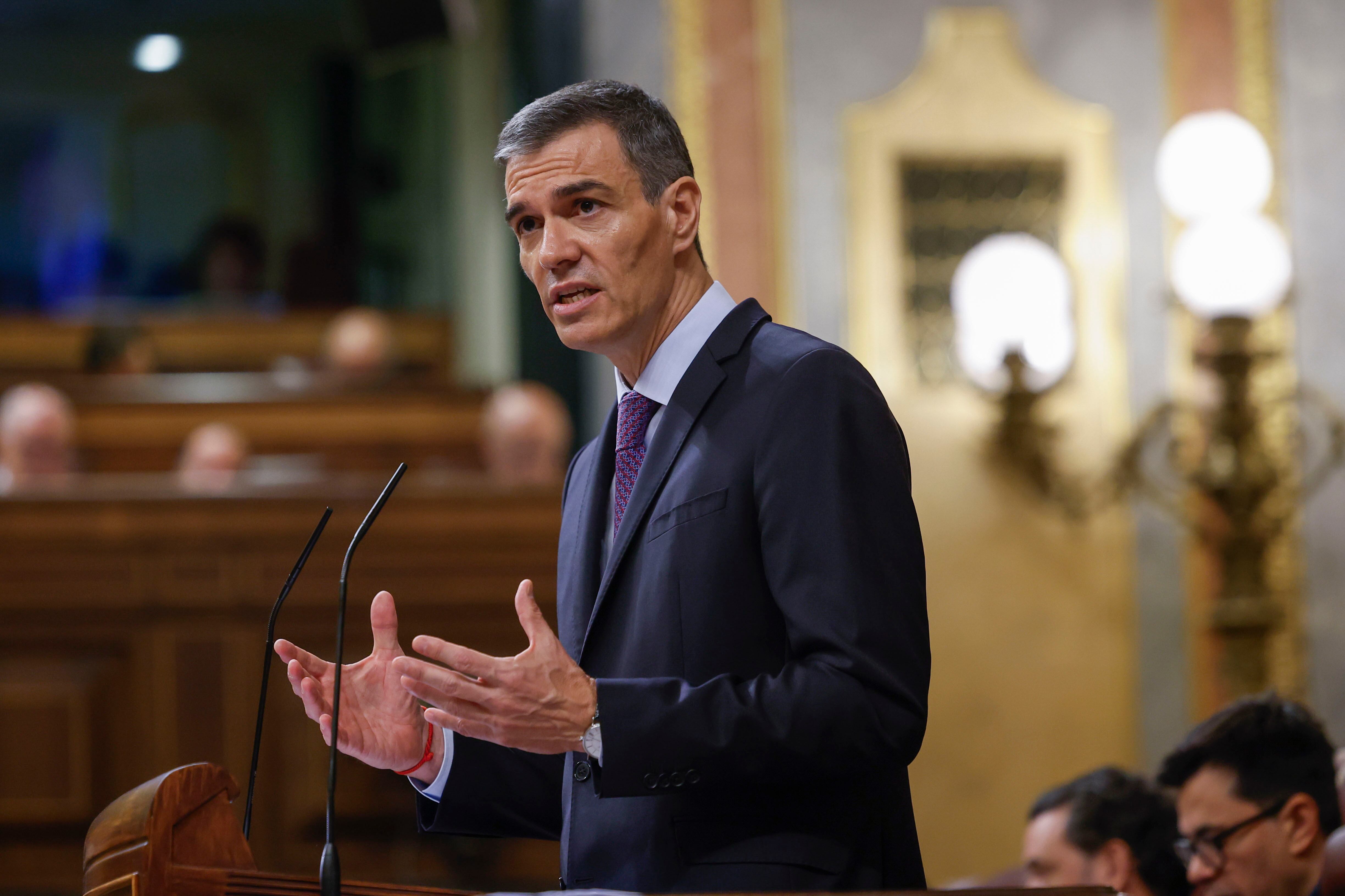 El presidente del Gobierno, Pedro Sánchez interviene en el pleno del Congreso de los Diputados este miércoles.