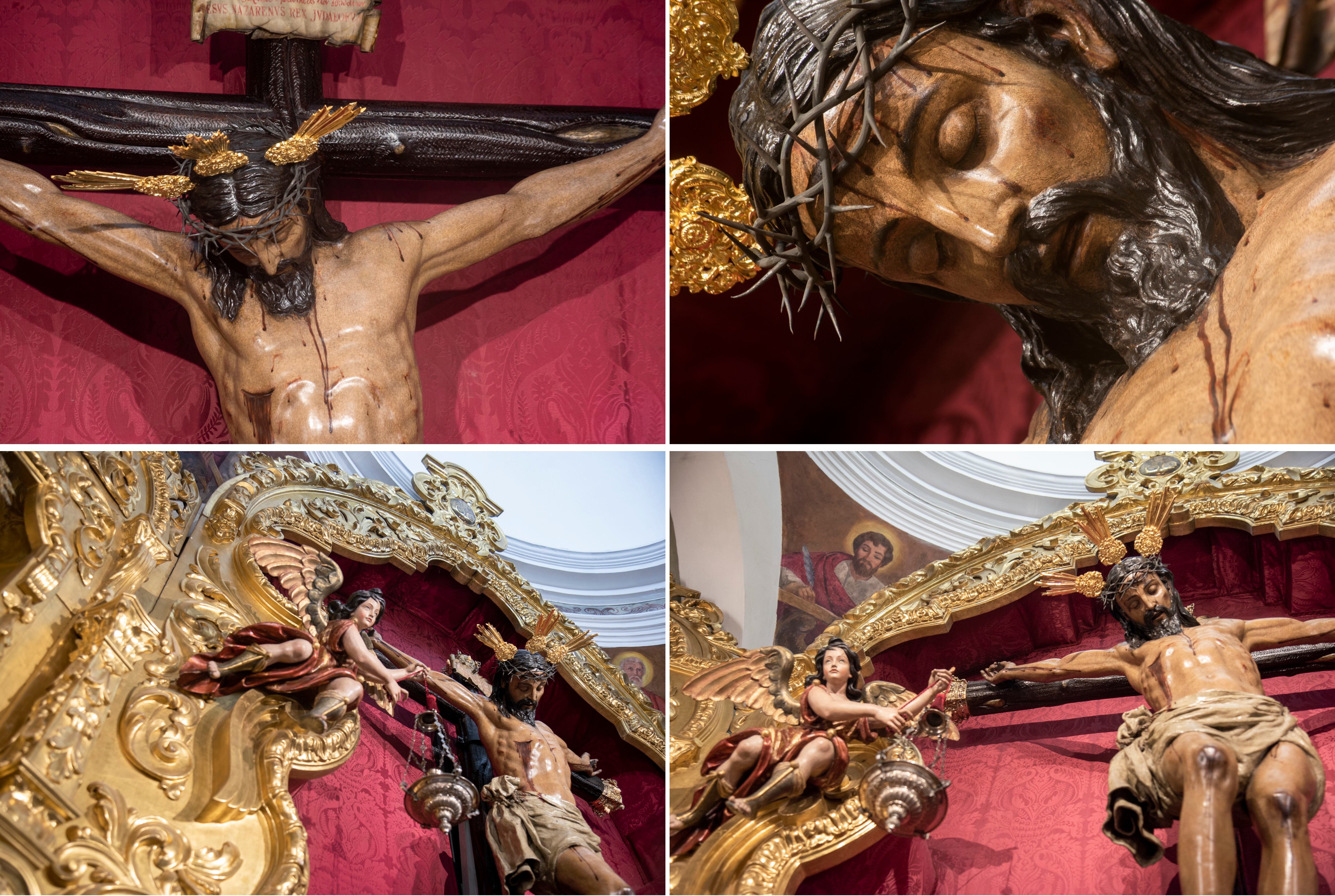 Distintas imágenes del Crucificado de San Pedro tras su restauración